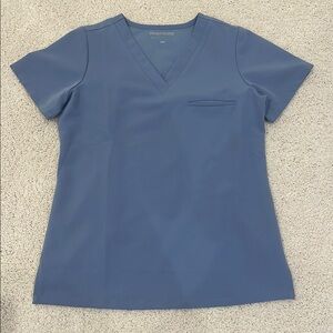 Mandala Light Blue Fitted Short Sleeve Scrub Top